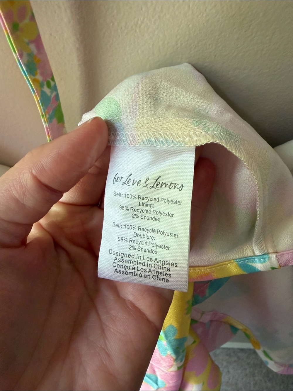 For Love & Lemons Emily Floral Backless Mini Dress Medium Pastel - Picture 10 of 10
